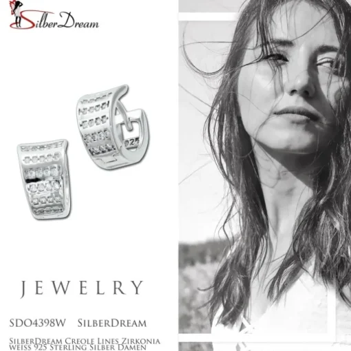 SilberDream Creole Lines Zirkonia weiß 925 Sterling Silber Damen SDO4398W