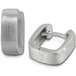 SilberDream Creole Matt eckig 925 Sterling Silber Ohrring SDO347M