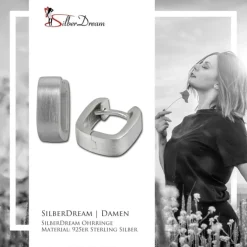 SilberDream Creole Matt eckig 925 Sterling Silber Ohrring SDO347M