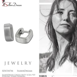 SilberDream Creole Matt eckig 925 Sterling Silber Ohrring SDO347M