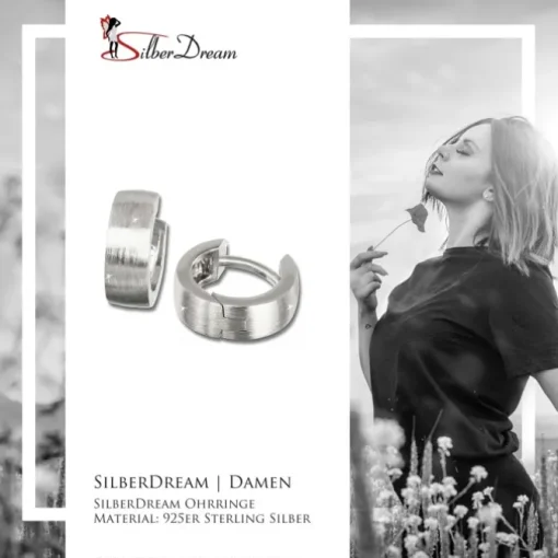 SilberDream Creole Matt klein 12mm 925 Sterling Silber Ohrring SDO333M2