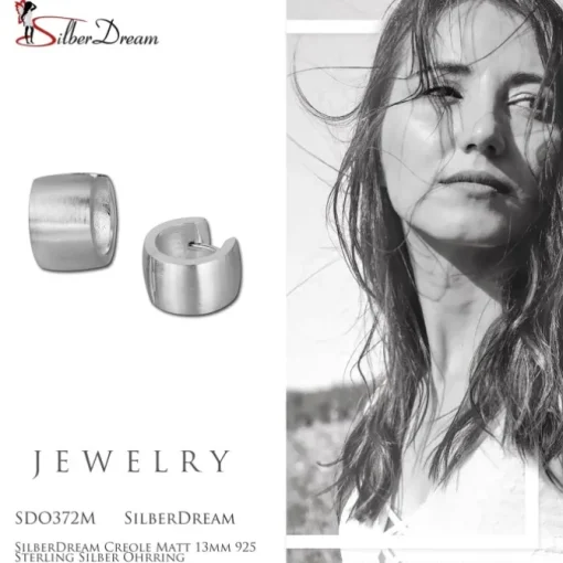 SilberDream Creole Matt 13mm 925 Sterling Silber Ohrring SDO372M