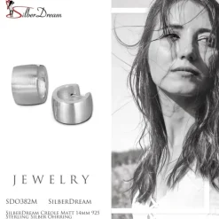 SilberDream Creole Matt 14mm 925 Sterling Silber Ohrring SDO382M
