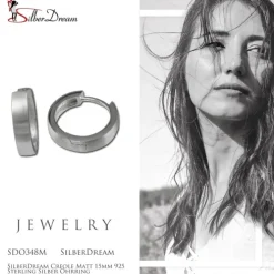 SilberDream Creole Matt 15mm 925 Sterling Silber Ohrring SDO348M