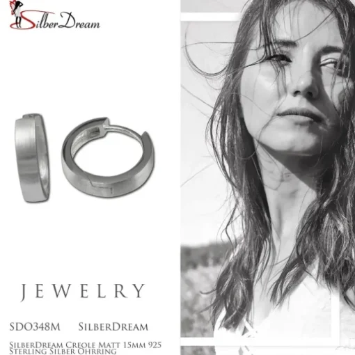 SilberDream Creole Matt 15mm 925 Sterling Silber Ohrring SDO348M