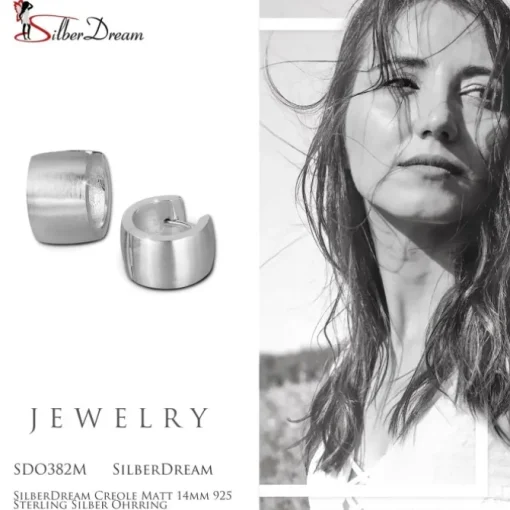 SilberDream Creole Matt 14mm 925 Sterling Silber Ohrring SDO382M