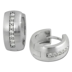 SilberDream Creole Matt Zirkonia weiß 925 Sterling Silber Ohrring SDO349M