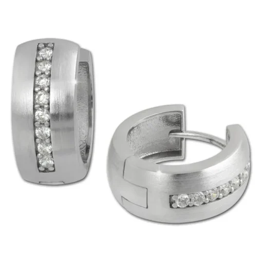 SilberDream Creole Matt Zirkonia weiß 925 Sterling Silber Ohrring SDO349M