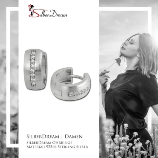 SilberDream Creole Matt Zirkonia weiß 925 Sterling Silber Ohrring SDO349M