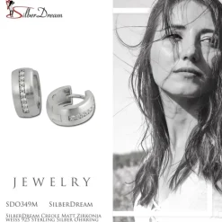 SilberDream Creole Matt Zirkonia weiß 925 Sterling Silber Ohrring SDO349M