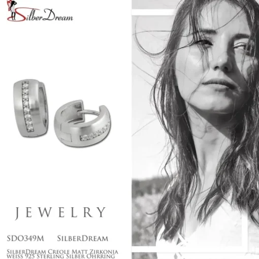 SilberDream Creole Matt Zirkonia weiß 925 Sterling Silber Ohrring SDO349M