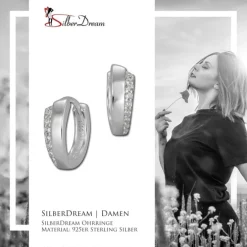 SilberDream Creole mit 8 weißen Zirkonia 925er Silber Damen SDO397W