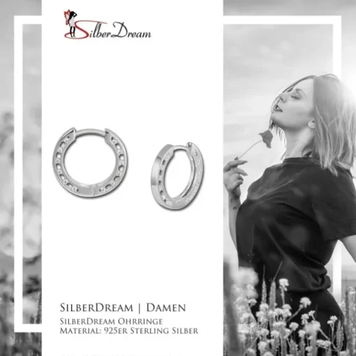 SilberDream Creole mit weißen Zirkonia 925er Silber Damen SDO421W