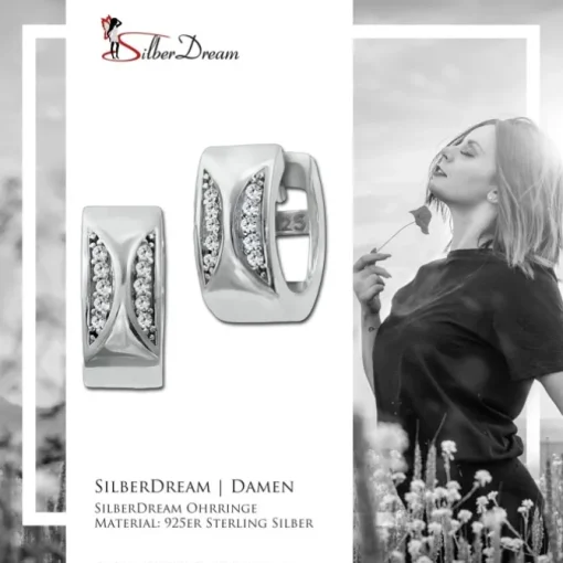 SilberDream Creole Moons Zirkonia weiß 925 Sterling Silber Damen SDO4366W
