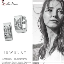 SilberDream Creole Moons Zirkonia weiß 925 Sterling Silber Damen SDO4366W