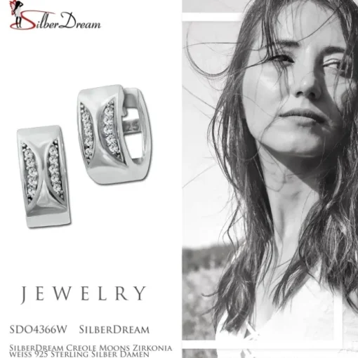SilberDream Creole Moons Zirkonia weiß 925 Sterling Silber Damen SDO4366W