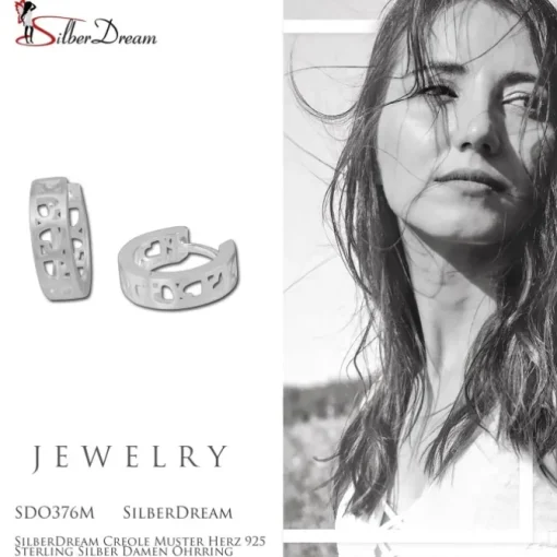 SilberDream Creole Muster Herz 925 Sterling Silber Damen Ohrring SDO376M