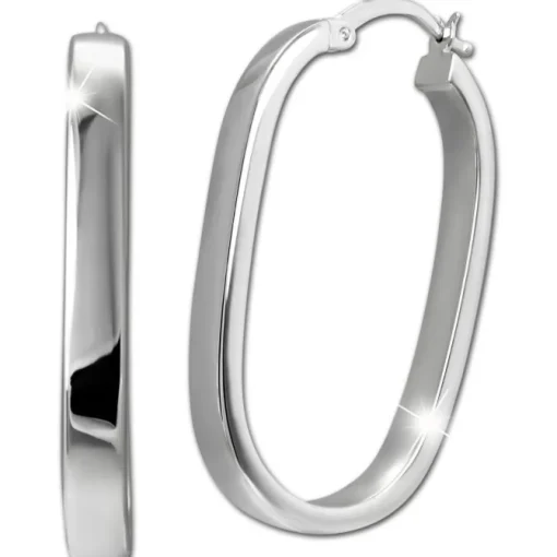 SilberDream Creole Oval Big 925 Sterling Silber Damen Ohrringe SDO4463J
