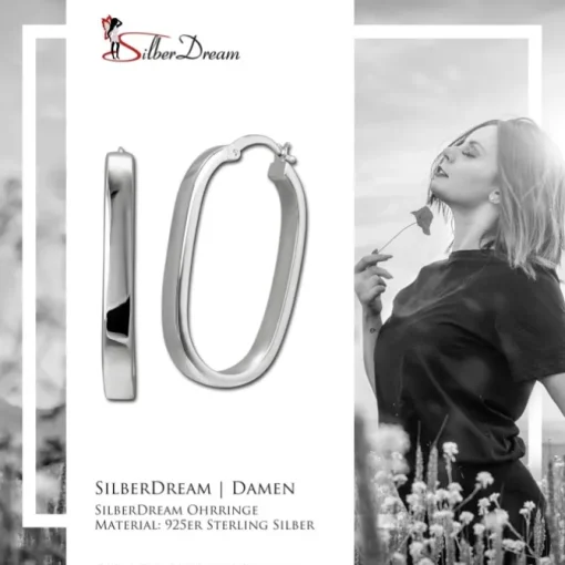 SilberDream Creole Oval Big 925 Sterling Silber Damen Ohrringe SDO4463J