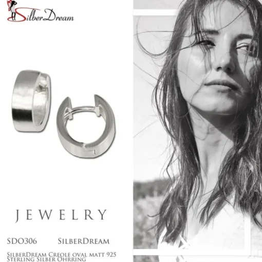 SilberDream Creole oval matt 925 Sterling Silber Ohrring SDO306