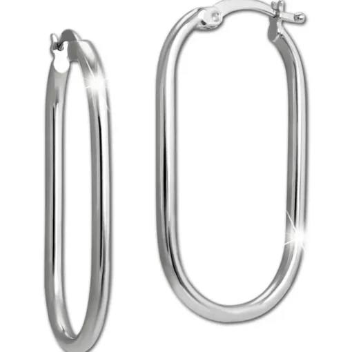 SilberDream Creole Oval Small 925 Sterling Silber Damen Ohrringe SDO4464J