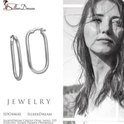 SilberDream Creole Oval Small 925 Sterling Silber Damen Ohrringe SDO4464J
