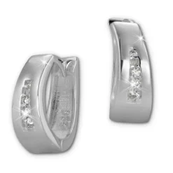 SilberDream Creole oval Zirkonia weiß 925er Silber Damen SDO399W