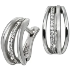 SilberDream Creole Quadro Zirkonia weiß 925 Sterling Silber Damen SDO4414W
