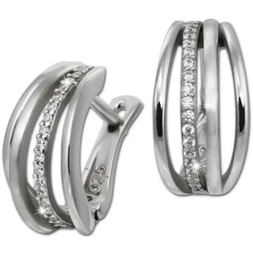 SilberDream Creole Quadro Zirkonia weiß 925 Sterling Silber Damen SDO4414W