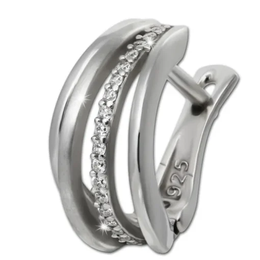 SilberDream Creole Quadro Zirkonia weiß 925 Sterling Silber Damen SDO4414W