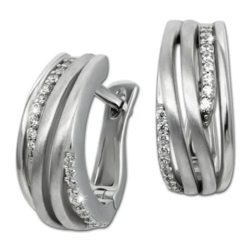 SilberDream Creole Quinto Zirkonia weiß 925 Sterling Silber Damen SDO4415W