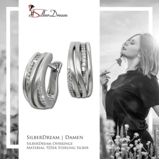 SilberDream Creole Quinto Zirkonia weiß 925 Sterling Silber Damen SDO4415W