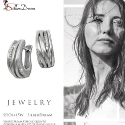 SilberDream Creole Quinto Zirkonia weiß 925 Sterling Silber Damen SDO4415W