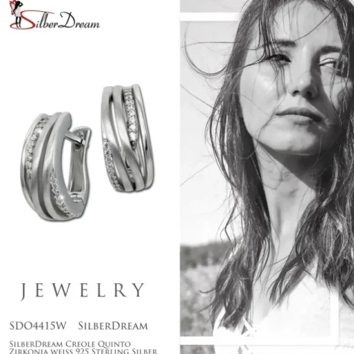SilberDream Creole Quinto Zirkonia weiß 925 Sterling Silber Damen SDO4415W