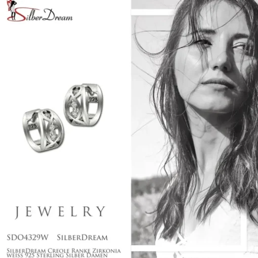 SilberDream Creole Ranke Zirkonia weiß 925 Sterling Silber Damen SDO4329W