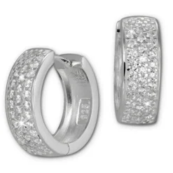 SilberDream Creole 3-reihig Zirkonia weiß 925 Sterling Silber Damen SDO423W