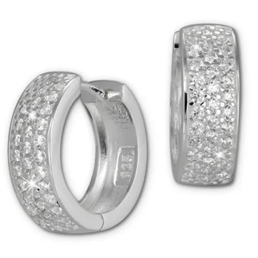SilberDream Creole 3-reihig Zirkonia weiß 925 Sterling Silber Damen SDO423W