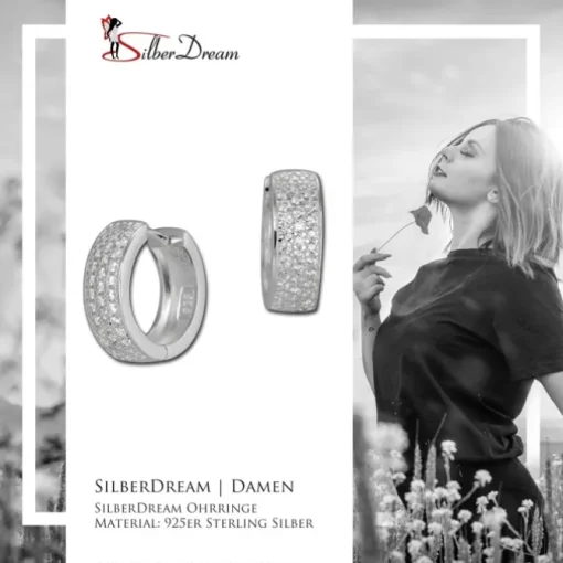 SilberDream Creole 3-reihig Zirkonia weiß 925 Sterling Silber Damen SDO423W