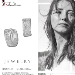 SilberDream Creole 2-reihig Zirkonia weiß 925er Silber Damen SDO394W