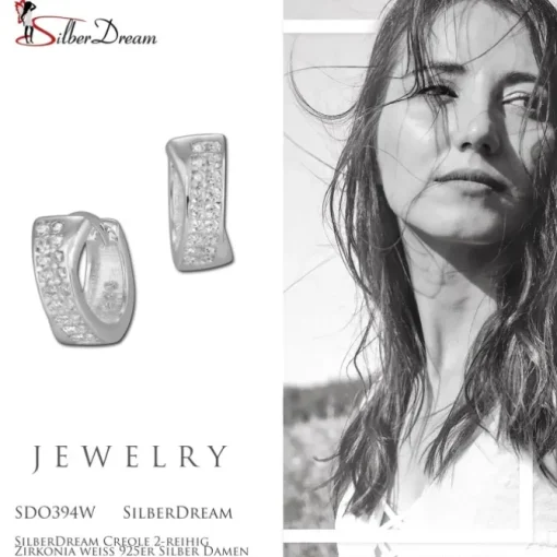 SilberDream Creole 2-reihig Zirkonia weiß 925er Silber Damen SDO394W