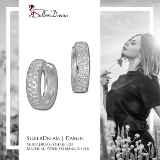 SilberDream Creole 2-reihig Zirkonia weiß 925 Sterling Silber Damen SDO424W
