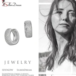 SilberDream Creole 3-reihig Zirkonia weiß 925 Sterling Silber Damen SDO423W