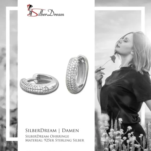 SilberDream Creole 5-reihig Zirkonia weiß 925 Sterling Silber Damen SDO4311W