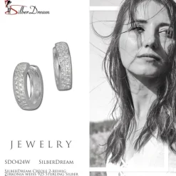 SilberDream Creole 2-reihig Zirkonia weiß 925 Sterling Silber Damen SDO424W
