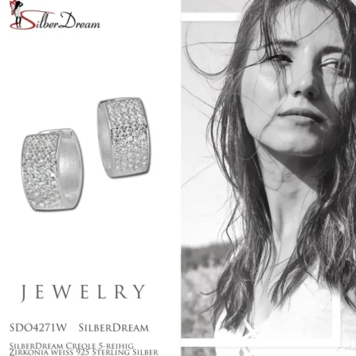 SilberDream Creole 5-reihig Zirkonia weiß 925 Sterling Silber Damen SDO4271W