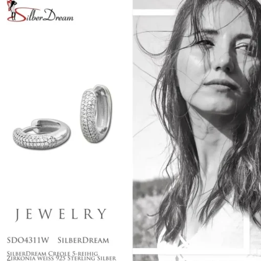 SilberDream Creole 5-reihig Zirkonia weiß 925 Sterling Silber Damen SDO4311W