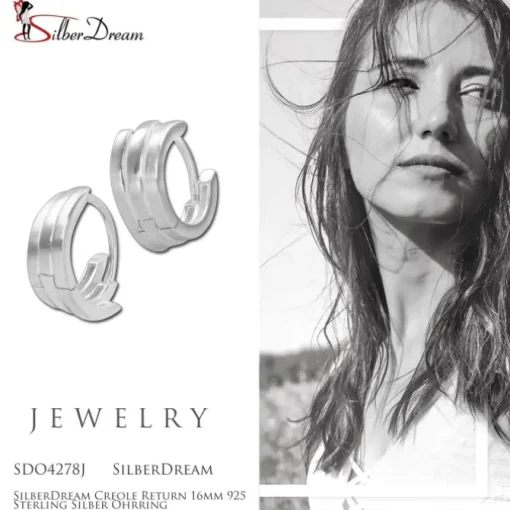 SilberDream Creole Return 16mm 925 Sterling Silber Ohrring SDO4278J