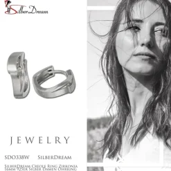 SilberDream Creole Ring Zirkonia 16mm 925er Silber Damen Ohrring SDO338W