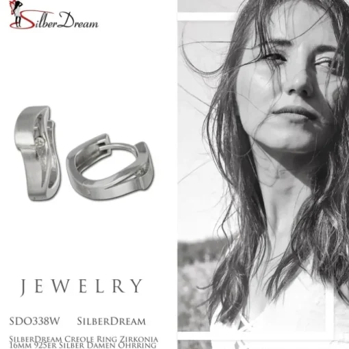 SilberDream Creole Ring Zirkonia 16mm 925er Silber Damen Ohrring SDO338W