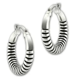 SilberDream Creole Rope 2,5cm 925 Sterling Silber Damen Ohrring SDO67222